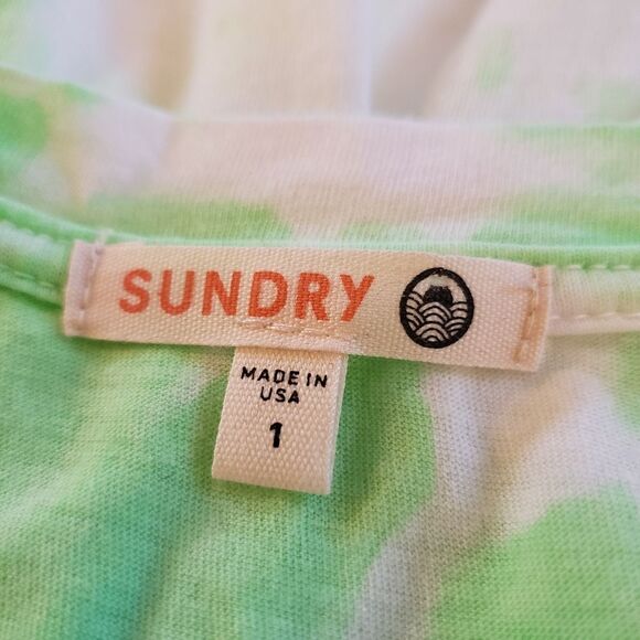 Sundry Tie Dye Lime Neon Tank Sz 1 - Picture 5 of 8